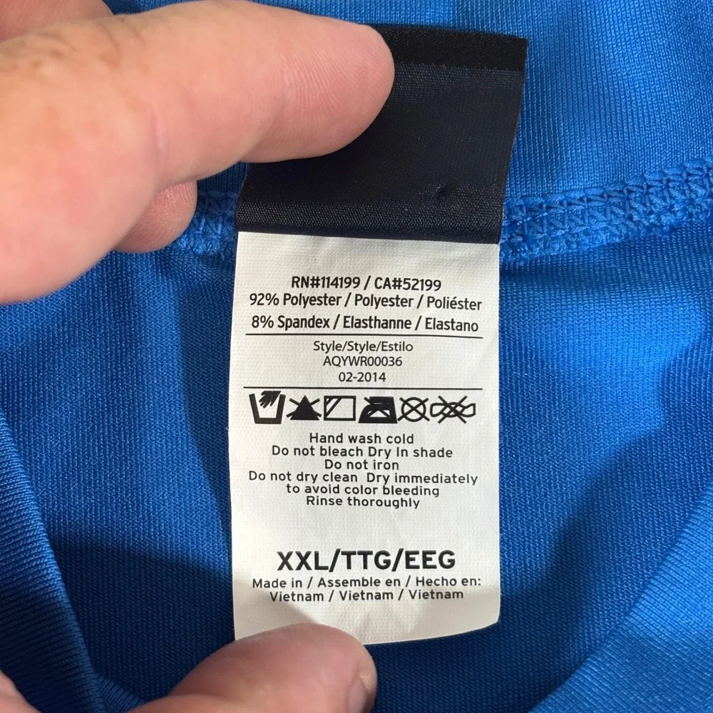 Quiksilver Mens XXL Blue Grey Short Sleeve Rash Guard Swim Shirt AQYWR00036